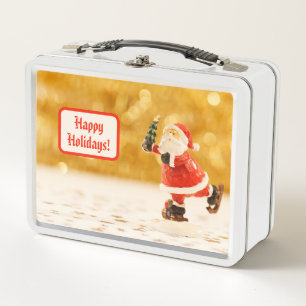 Cute Skating Santa  Metal Lunch Box