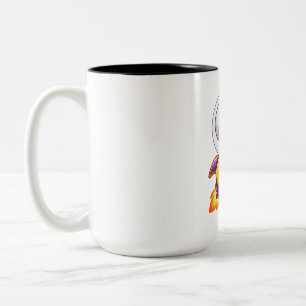 Cute Skeleton Astronaut Rocket Space Halloween Two-Tone Coffee Mug