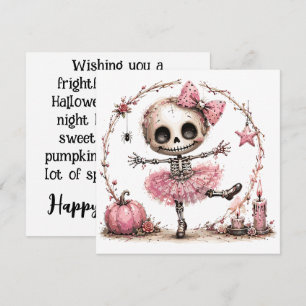 Cute Skeleton Ballerina Halloween Greeting Card