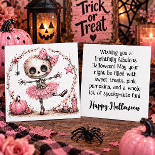 Cute Skeleton Ballerina Halloween Greeting Card