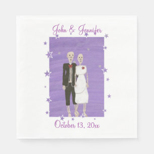 Cute Skeleton Couple Halloween Wedding Napkins