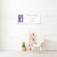 Cute Skeleton Couple Halloween Wedding Sign Banner