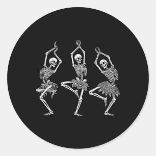 Cute Skeleton Dance Llet Flats Llet Halloween Cost Classic Round Sticker