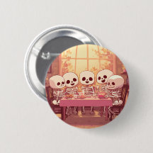Cute Skeleton Dinner Party - Button