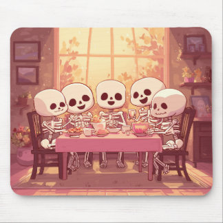 Cute Skeleton Dinner Party - Mousepad