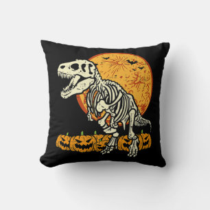 Cute Skeleton Dinosaur Trex Dino Pumpkins Moon Boy Cushion