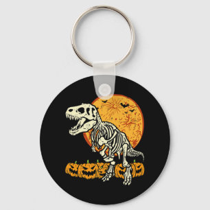 Cute Skeleton Dinosaur Trex Dino Pumpkins Moon Boy Key Ring