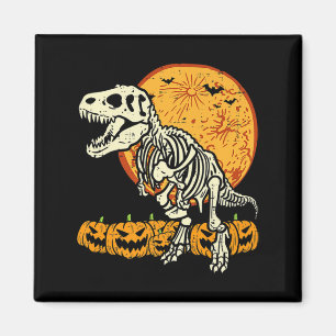 Cute Skeleton Dinosaur Trex Dino Pumpkins Moon Boy Magnet