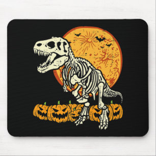 Cute Skeleton Dinosaur Trex Dino Pumpkins Moon Boy Mouse Pad