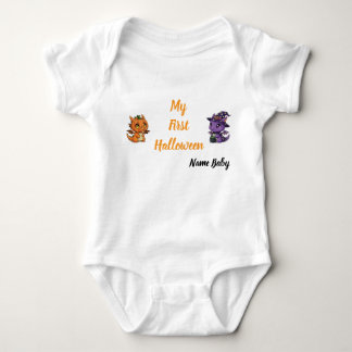 Cute Skeleton Dragon My First Halloween Baby Bodysuit