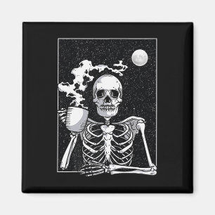 Cute Skeleton Drinking Coffee Halloween Costume Magnet