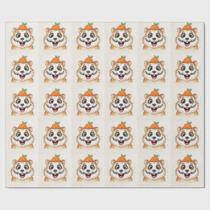 Cute Skeleton Face Paint Hamster Halloween Coloure Wrapping Paper