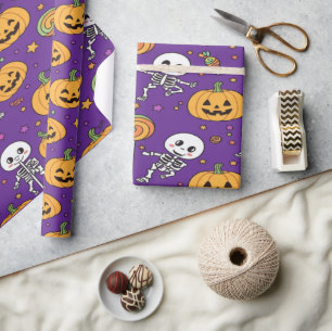 Cute Skeleton Fun For Halloween Wrapping Paper