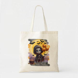 Cute Skeleton Girl with Balloons and Sweets Tote Bag