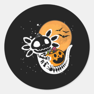 Cute Skeleton Halloween Axolotl Classic Round Sticker