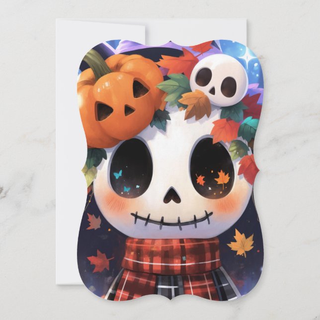 Cute Skeleton Halloween Baby Shower Invitation (Back)