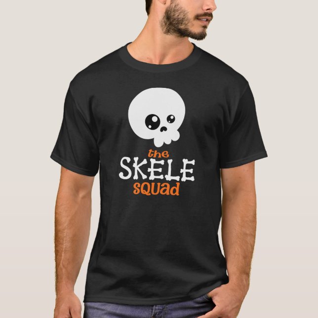 Cute Skeleton Halloween Family Matching Orange T-Shirt (Front)