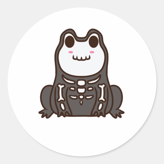 Cute Skeleton Halloween Frog Classic Round Sticker (Front)