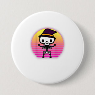 Cute Skeleton Halloween Retro Vaporware Men 7.5 Cm Round Badge