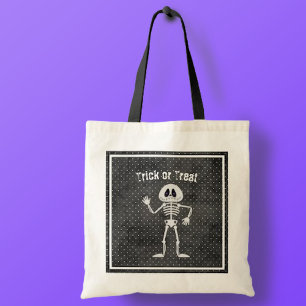 Cute Skeleton Halloween Trick or Treat Tote Bag