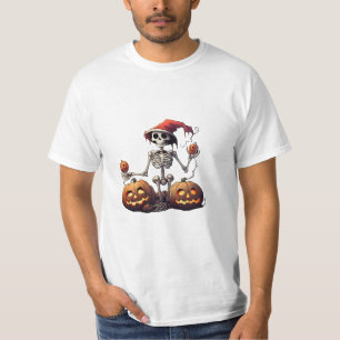 Cute Skeleton Halloween Witch Pumpkin T-Shirt