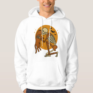 Cute Skeleton Hugging Cat Gothic Halloween Design Hoodie