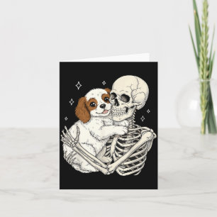 Cute Skeleton Hugging Dog Puppy Halloween Pet Dogs Card