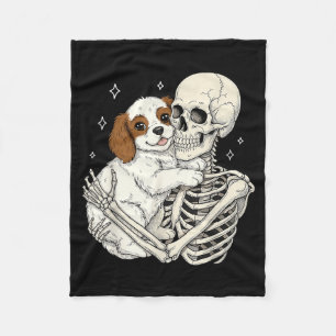 Cute Skeleton Hugging Dog Puppy Halloween Pet Dogs Fleece Blanket