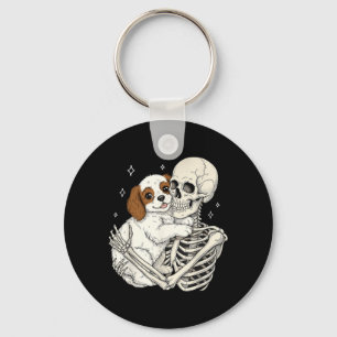 Cute Skeleton Hugging Dog Puppy Halloween Pet Dogs Key Ring