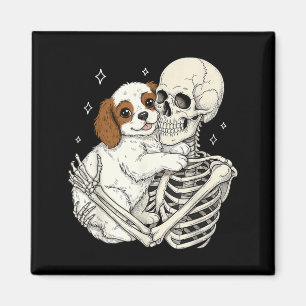 Cute Skeleton Hugging Dog Puppy Halloween Pet Dogs Magnet