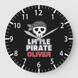 Cute Skeleton Little Pirate Personalised Large Clock