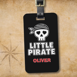 Cute Skeleton Little Pirate Personalised Luggage Tag