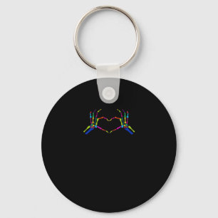 Cute Skeleton Sign Colourful Halloween Classic Key Ring