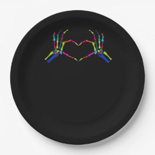 Cute Skeleton Sign Colourful Halloween Classic Paper Plate