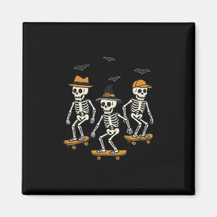 Cute Skeleton Skater Spooky Halloween Skating Magnet