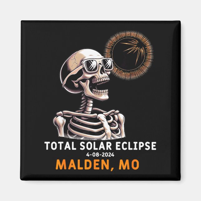 Cute Skeleton Solar Eclipse Malden Missouri Magnet (Front)