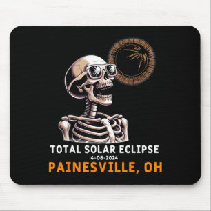 Cute Skeleton Solar Eclipse Painesville Ohio Mouse Pad