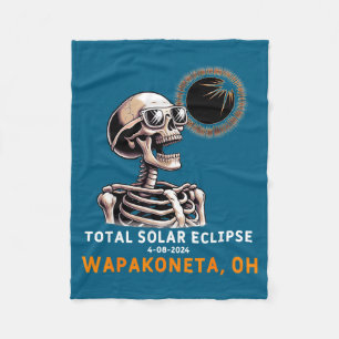 Cute Skeleton Solar Eclipse Wapakoneta Ohio Fleece Blanket