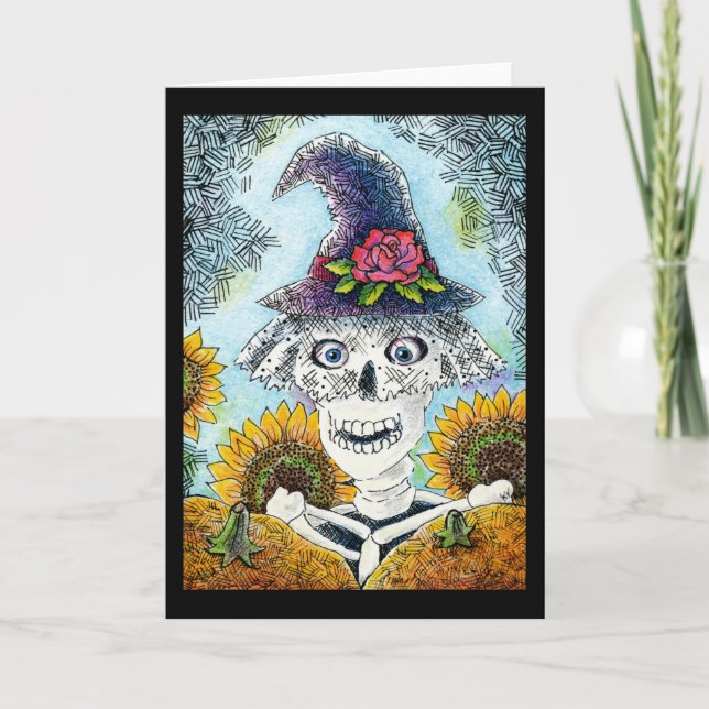 Cute Skeleton Witch Halloween, any occasion card (Front)