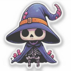 Cute Skeleton Witch - Halloween Kawaii