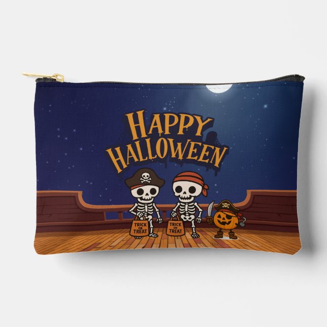 cute, skeletons and pumpkin Halloween  Accessory Pouch (Front)