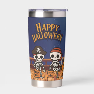 cute, skeletons and pumpkin Halloween Insulated Tumbler