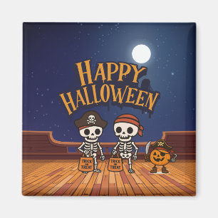 cute, skeletons and pumpkin Halloween  Magnet