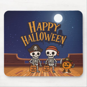 cute, skeletons and pumpkin Halloween  Mouse Pad