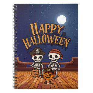 cute, skeletons and pumpkin Halloween Notebook