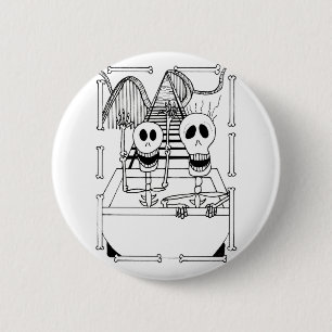Cute Skeletons on Roller Coaster Ride  6 Cm Round Badge