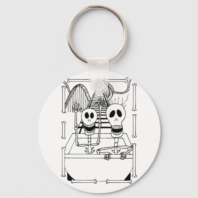 Cute Skeletons on Roller Coaster Ride  Key Ring (Front)