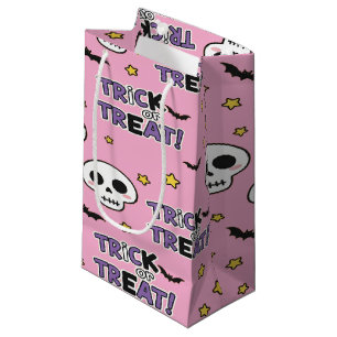 Cute Skeletons Pink For Halloween Small Gift Bag
