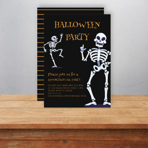Cute skellington halloween party invitation