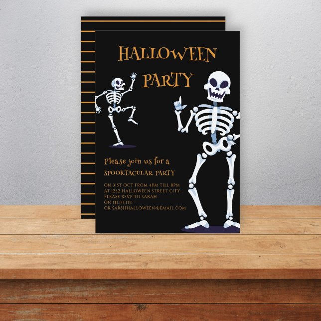 Cute skellington halloween party invitation (Creator Uploaded)
